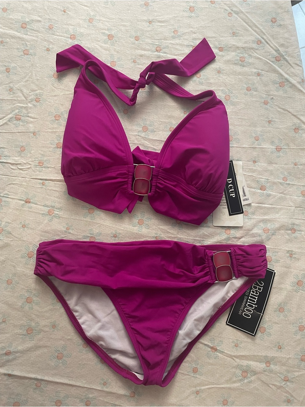 2bamboo Magenta Halter Bikini Set